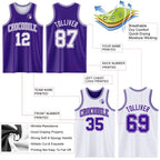 Custom Purple White Reversible Double Side Sublimation Basketball Set Jersey photo 5