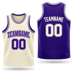 Custom Reversible Purple Cream Double Side Sublimation Basketball Set Jersey