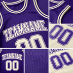 Custom Reversible Purple Cream Double Side Sublimation Basketball Set Jersey detail