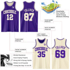 Custom Reversible Purple Cream Double Side Sublimation Basketball Set Jersey photo 5