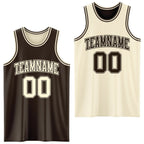 Custom Reversible Brown Cream Double Side Sublimation Basketball Set Jersey photo 1