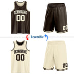 Custom Reversible Brown Cream Double Side Sublimation Basketball Set Jersey photo 2