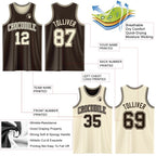 Custom Reversible Brown Cream Double Side Sublimation Basketball Set Jersey photo 5