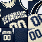 Custom Reversible Navy Cream Double Side Sublimation Basketball Set Jersey detail