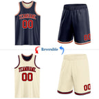 Custom Reversible Navy Red-Cream Double Side Sublimation Basketball Set Jersey photo 2