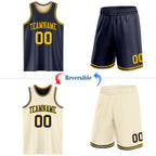 Custom Reversible Navy Gold Double Side Sublimation Basketball Set Jersey photo 2