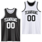Custom Reversible Black White-Gray Double Side Sublimation Basketball Set Jersey