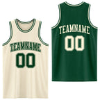 Custom Reversible Green Cream Double Side Sublimation Basketball Set Jersey