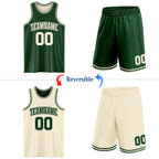 Custom Reversible Green Cream Double Side Sublimation Basketball Set Jersey photo 2