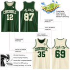 Custom Reversible Green Cream Double Side Sublimation Basketball Set Jersey photo 5