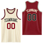 Custom Reversible Maroon Black-Cream Double Side Sublimation Basketball Set Jersey