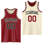 Custom Reversible Maroon Black-Cream Double Side Sublimation Basketball Set Jersey photo 1