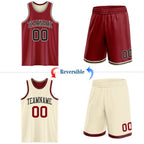 Custom Reversible Maroon Black-Cream Double Side Sublimation Basketball Set Jersey photo 2