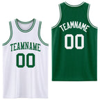 Custom Reversible Kelly Green White Double Side Sublimation Basketball Set Jersey