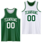 Custom Reversible Kelly Green White Double Side Sublimation Basketball Set Jersey photo 1