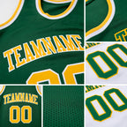 Custom Reversible Kelly Green Gold-White Double Side Sublimation Basketball Set Jersey detail
