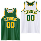 Custom Reversible Kelly Green Gold-White Double Side Sublimation Basketball Set Jersey photo 1
