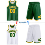 Custom Reversible Kelly Green Gold-White Double Side Sublimation Basketball Set Jersey photo 2