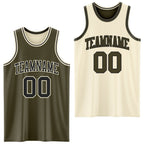 Custom Reversible Olive Black-Cream Double Side Salute To Service Sublimation Basketball Set Jersey photo 1