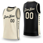 Custom Reversible Black Cream Double Side Star Sublimation Basketball Set Jersey