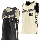 Custom Reversible Black Cream Double Side Star Sublimation Basketball Set Jersey photo 1