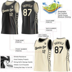 Custom Reversible Black Cream Double Side Star Sublimation Basketball Set Jersey photo 4