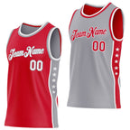 Custom Reversible Red White-Gray Double Side Star Sublimation Basketball Set Jersey