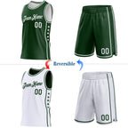 Custom Reversible Green White Double Side Star Sublimation Basketball Set Jersey photo 2