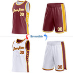 Custom Reversible Burgundy White-Gold Double Side Star Sublimation Basketball Set Jersey photo 2