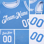 Custom Reversible Lakes Blue White Double Side Star Sublimation Basketball Set Jersey detail