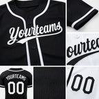 Custom Black-White Reversible Button-Down Baseball Jersey detail