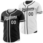 Custom Black-White Reversible Button-Down Baseball Jersey photo 1
