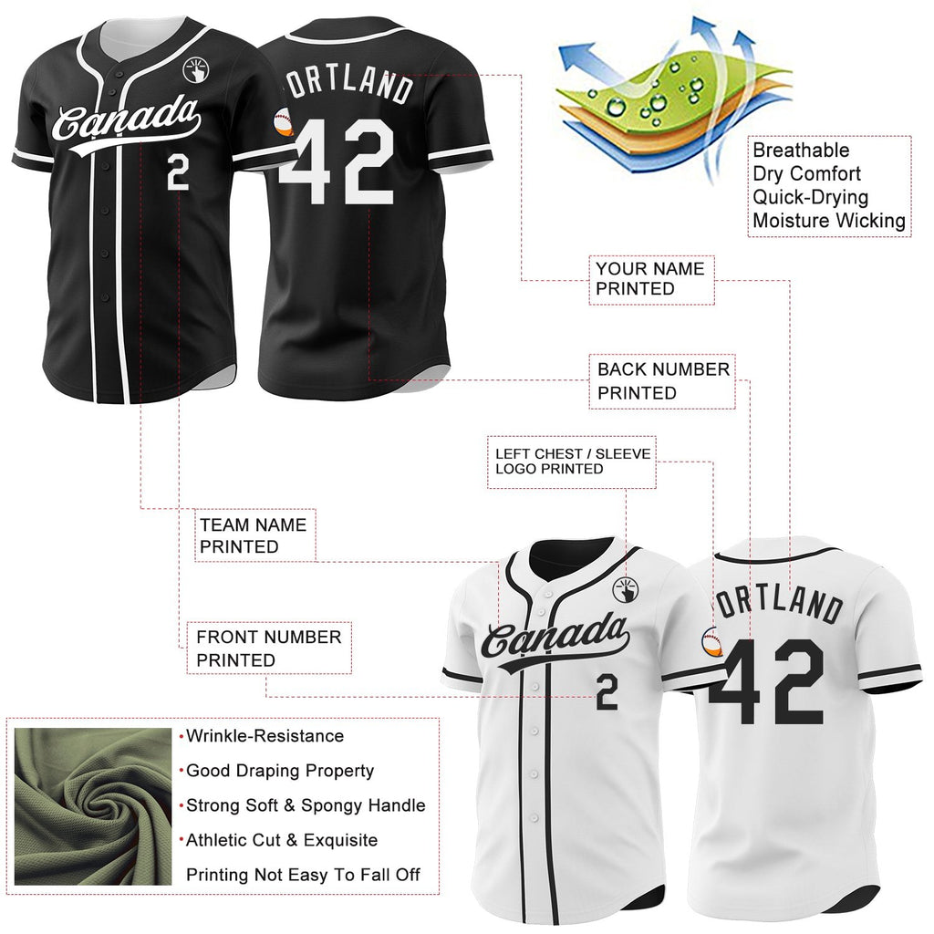 Custom Black-White Reversible Button-Down Baseball Jersey photo 3