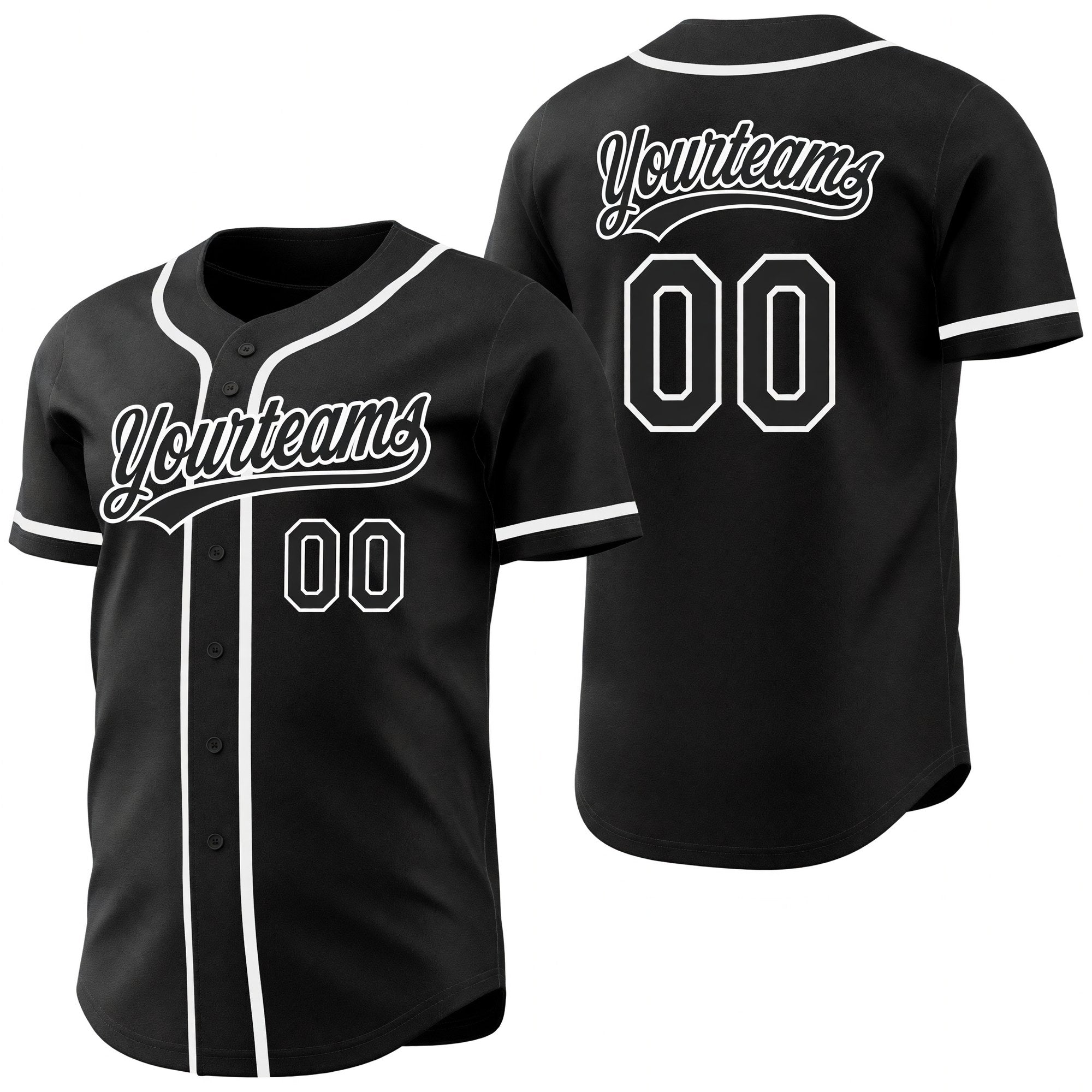 Custom Black-White Reversible Button-Down Baseball Jersey
