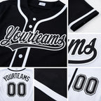 Custom Black-White Reversible Button-Down Baseball Jersey detail