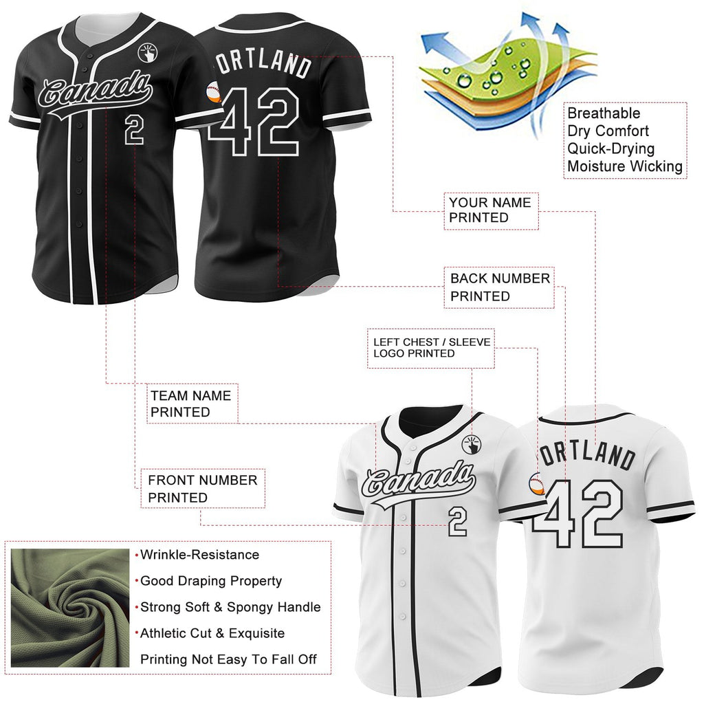 Custom Black-White Reversible Button-Down Baseball Jersey photo 3