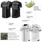 Custom Black-White Reversible Button-Down Baseball Jersey photo 3