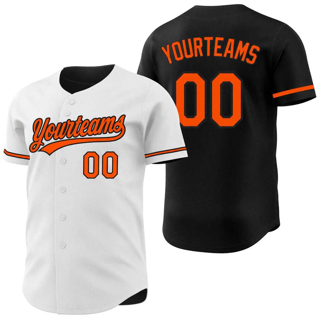 Custom Black-Orange Reversible Button-Down Baseball Jersey