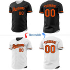 Custom Black-Orange Reversible Button-Down Baseball Jersey photo 2