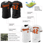 Custom Black-Orange Reversible Button-Down Baseball Jersey photo 3