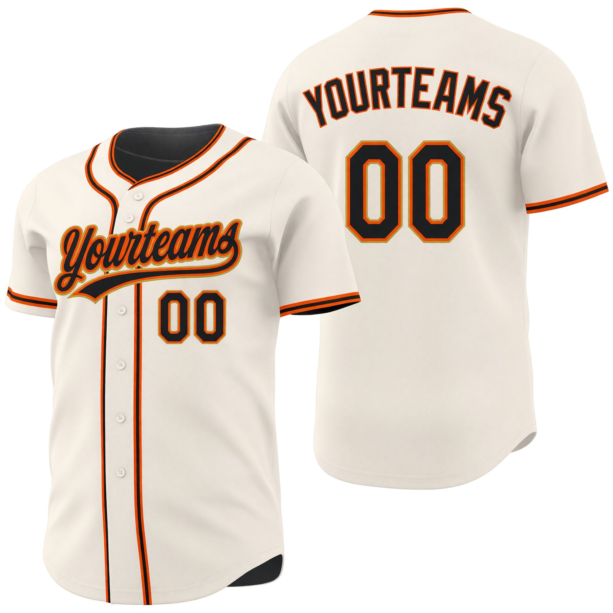 Custom Black-Orange Reversible Button-Down Baseball Jersey