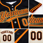Custom Black-Orange Reversible Button-Down Baseball Jersey detail