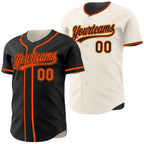 Custom Black-Orange Reversible Button-Down Baseball Jersey photo 1