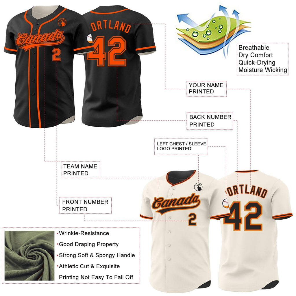 Custom Black-Orange Reversible Button-Down Baseball Jersey photo 3