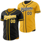 Custom Black Gold-White Reversible Button-Down Baseball Jersey photo 1