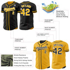 Custom Black Gold-White Reversible Button-Down Baseball Jersey photo 3