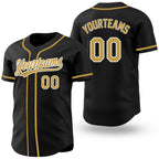 Custom Black Old Gold-White Reversible Button-Down Baseball Jersey