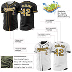 Custom Black Old Gold-White Reversible Button-Down Baseball Jersey photo 3