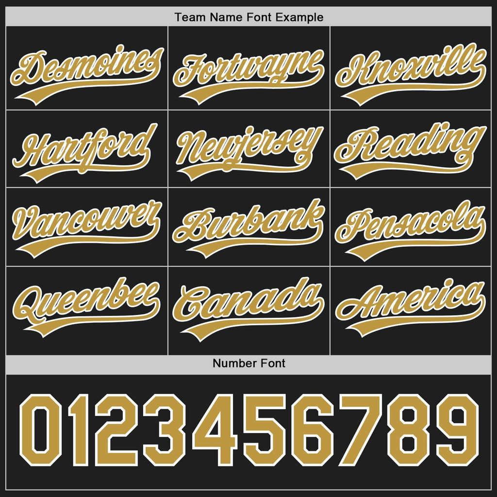 Custom Black Old Gold-White Reversible Button-Down Baseball Jersey photo 4