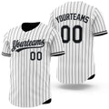 Custom Black White Black Pinstripe Reversible Button-Down Baseball Jersey